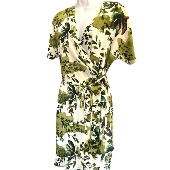 Aritzia Babaton Women's Wallace Botanical Print Wrap Dress Size Small EUC Short - Picture 2 of 4